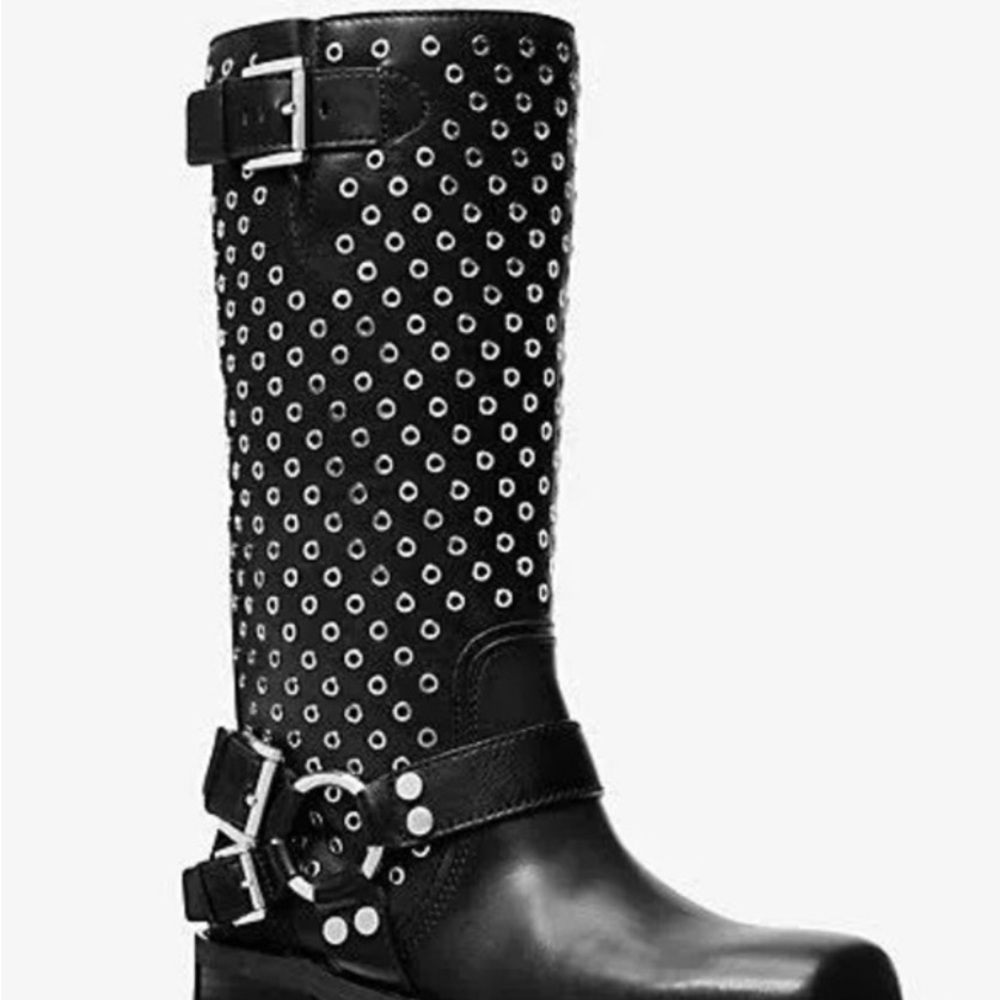 Michael Kors Black Studded Moto Boots MSRP $295 Beautiful boots!